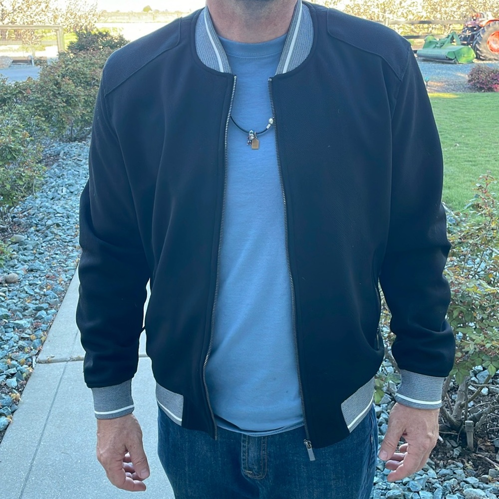 Zara Men’s bomber Utility Jacket Black Zip Up medium